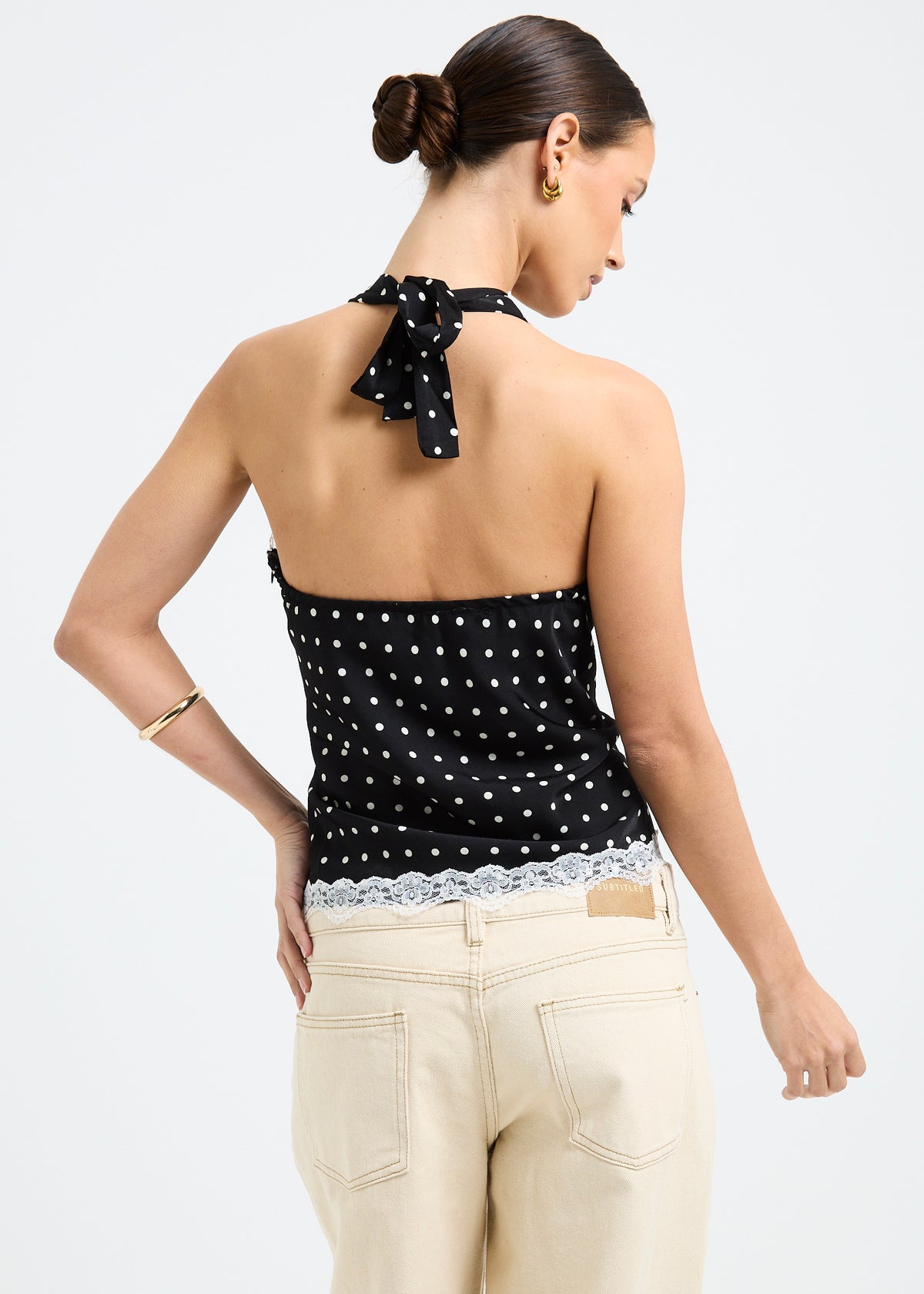 Macko Polka Lace Halter Top