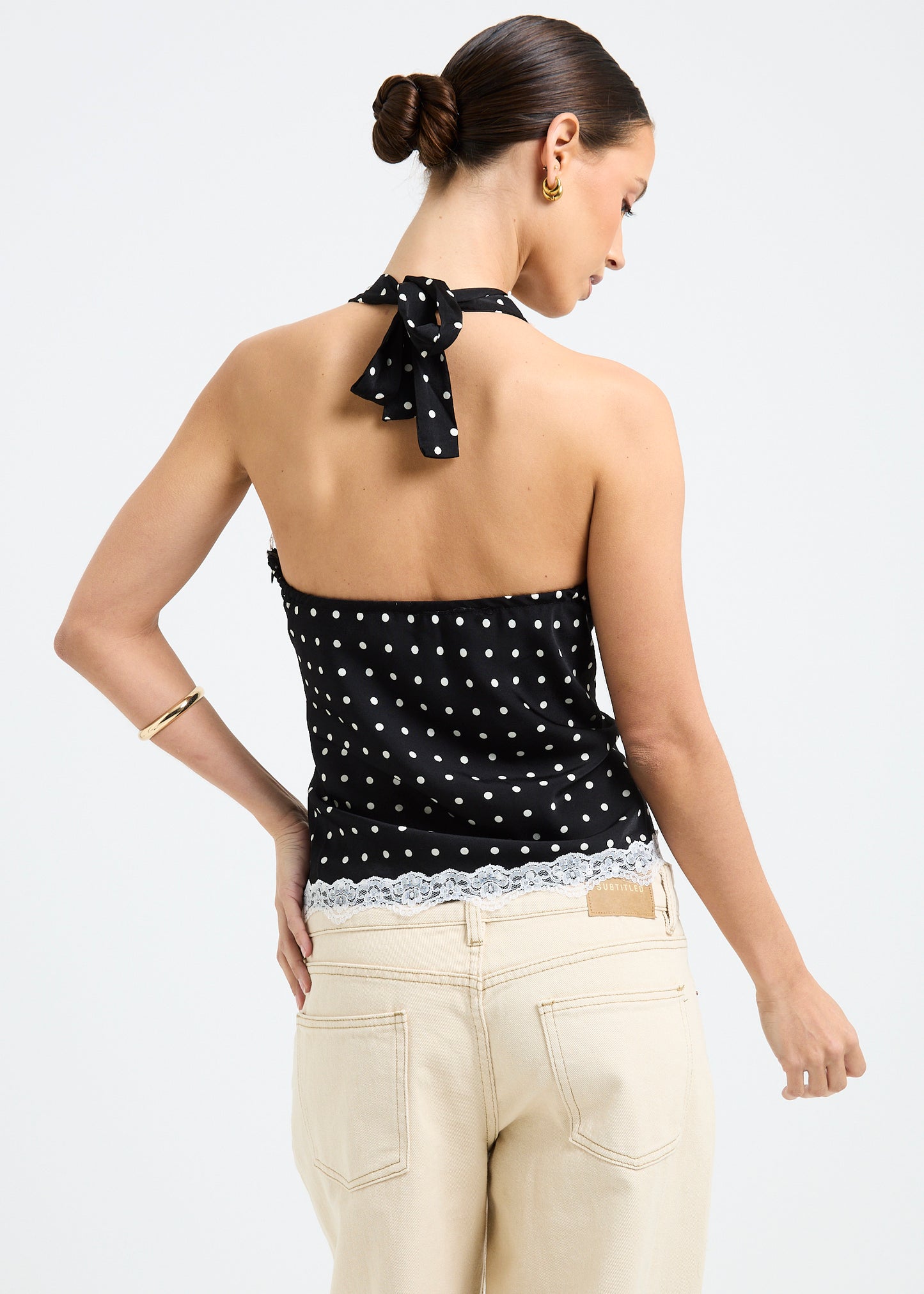 Macko Polka Lace Halter Top