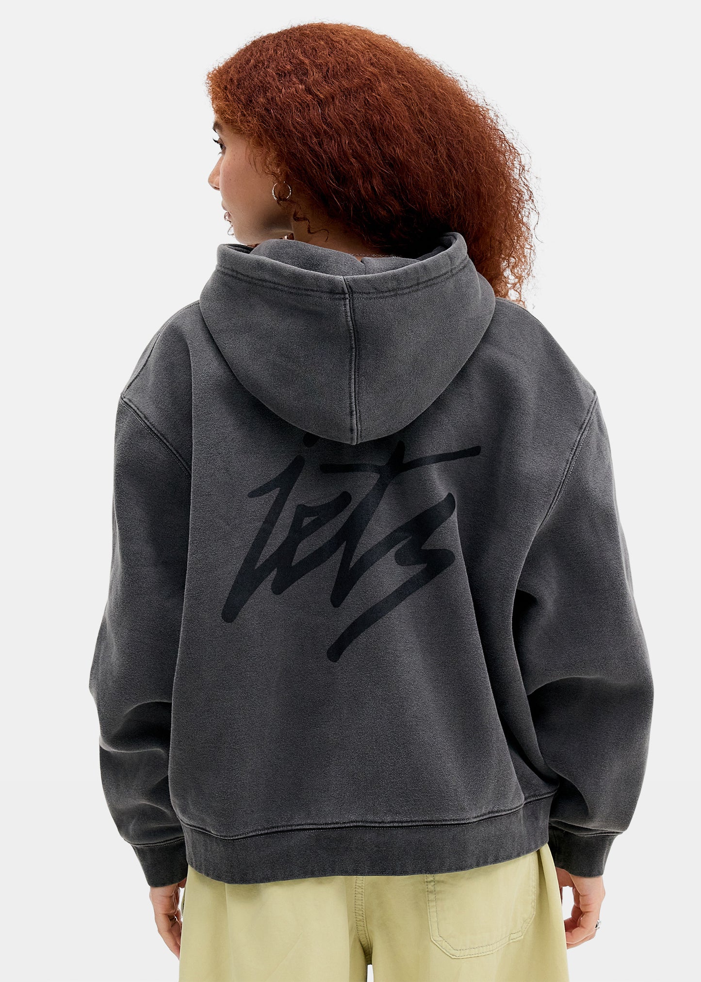 IF Script Logo Washed Zip-Up Hoodie Sweatshirt