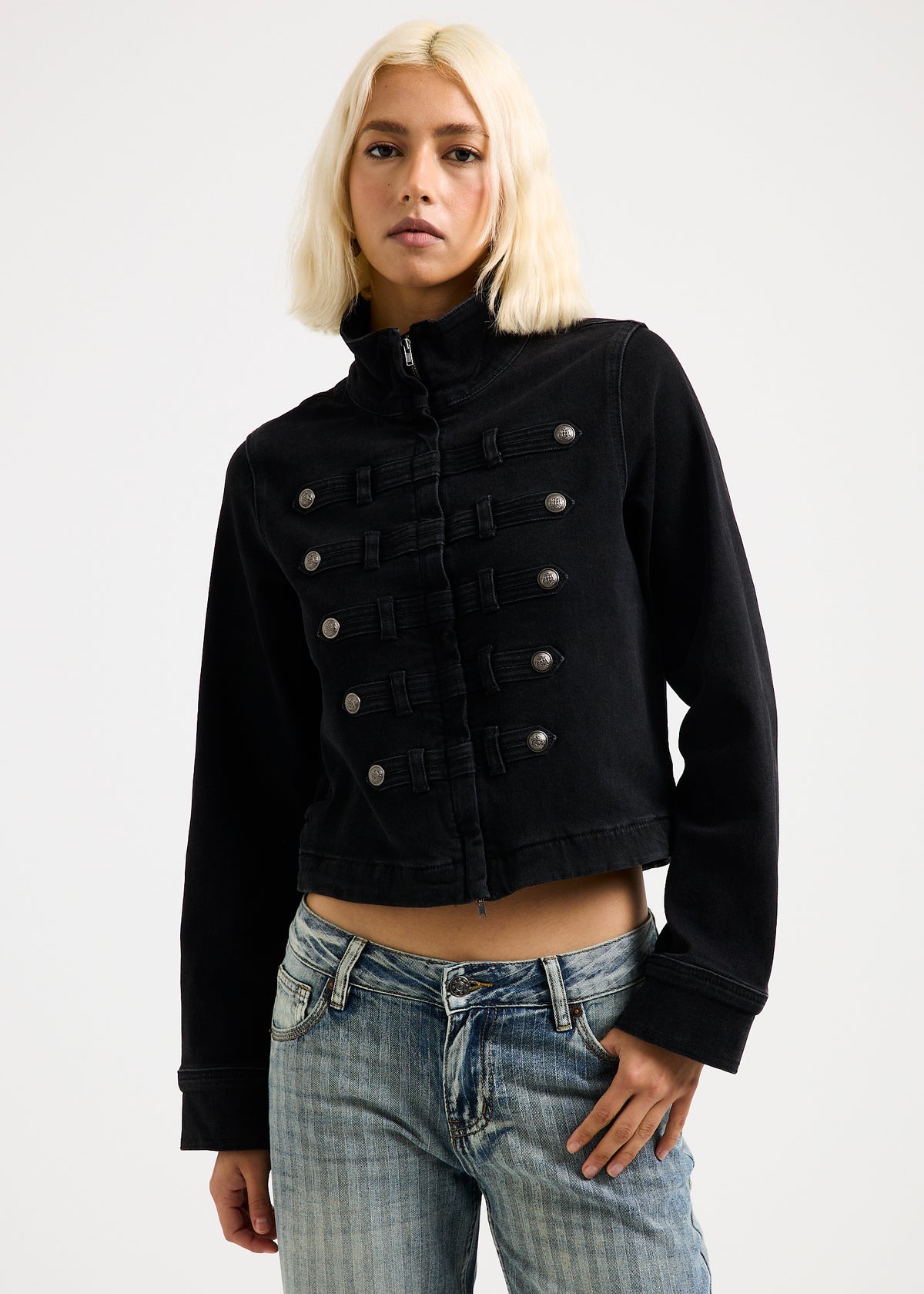 Sansa Napoleon Denim Jacket WASHED BLACK