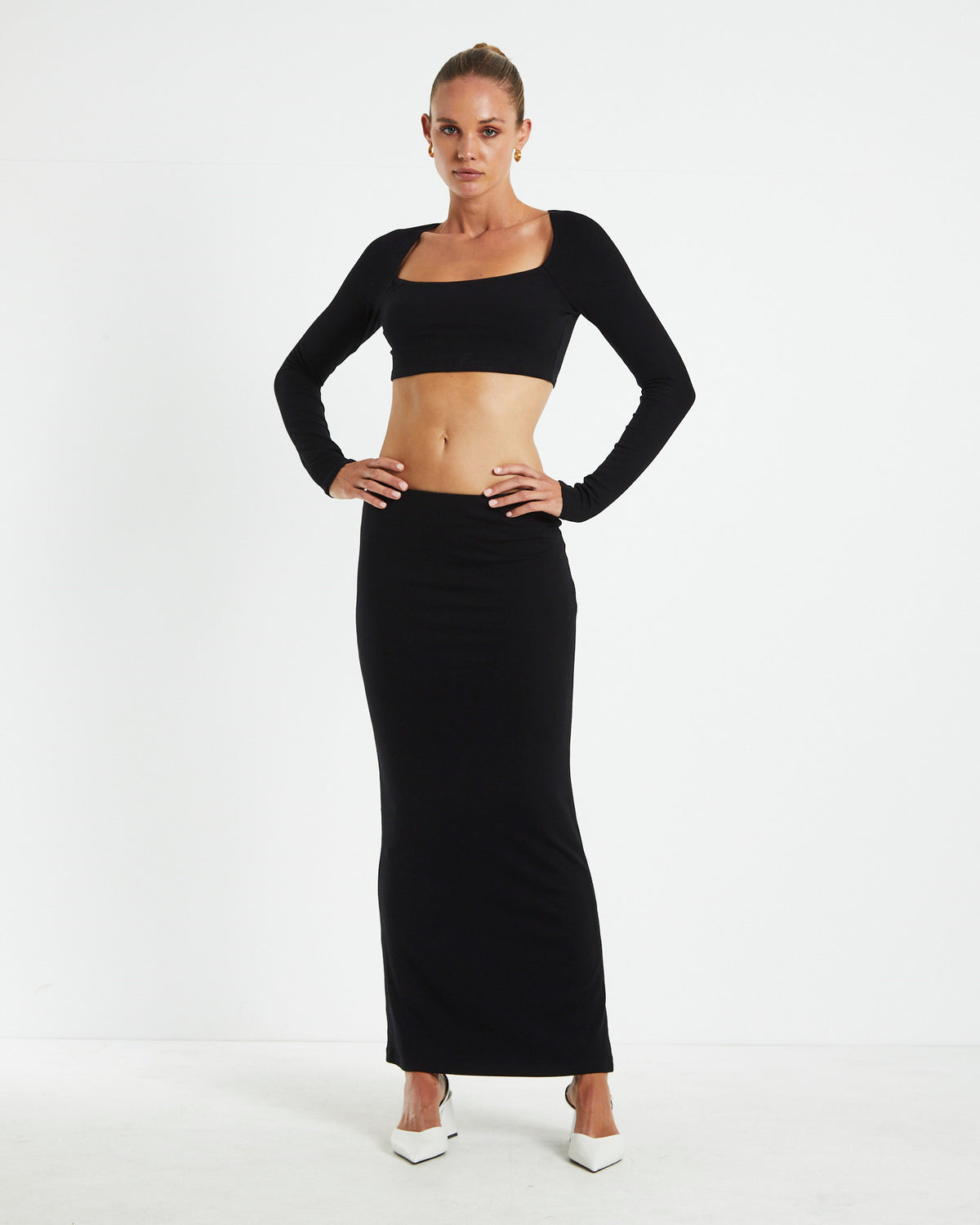 Polly Slinky Hipster Skirt Black BLACK