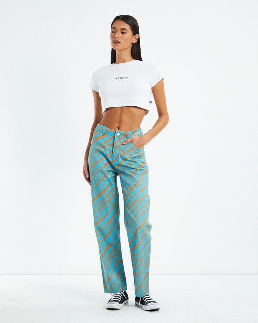 Adi Shelby Hemp Wide Leg Long Pants Blue Stripe BLUE