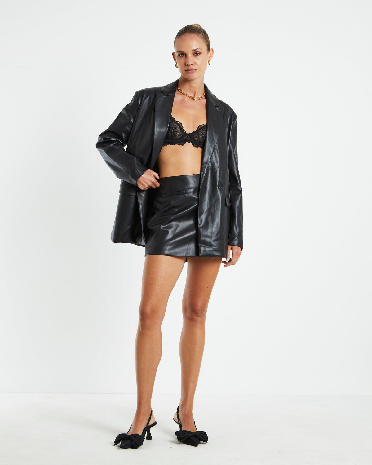 Kylie PU Mini Skirt Black