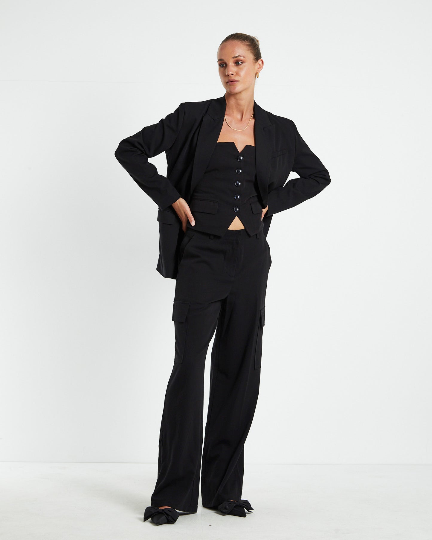 Tia Boyfriend Blazer Black