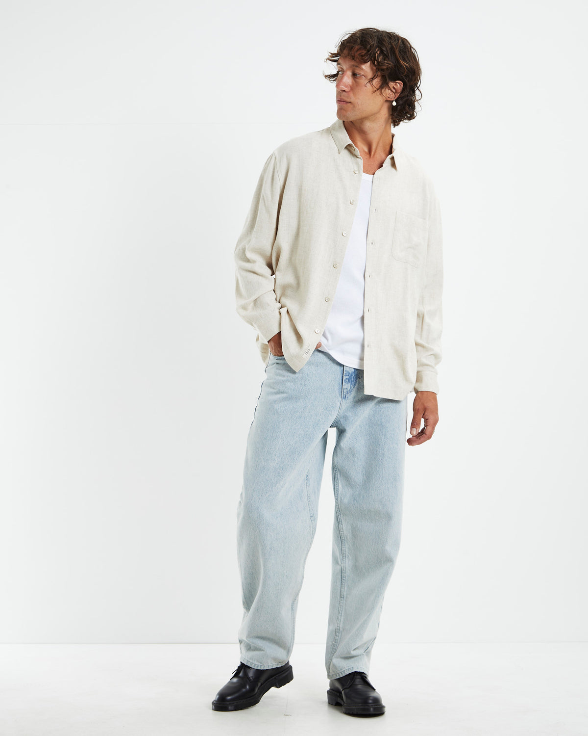 Harrison Linen Long Sleeve Shirt Natural NATURAL