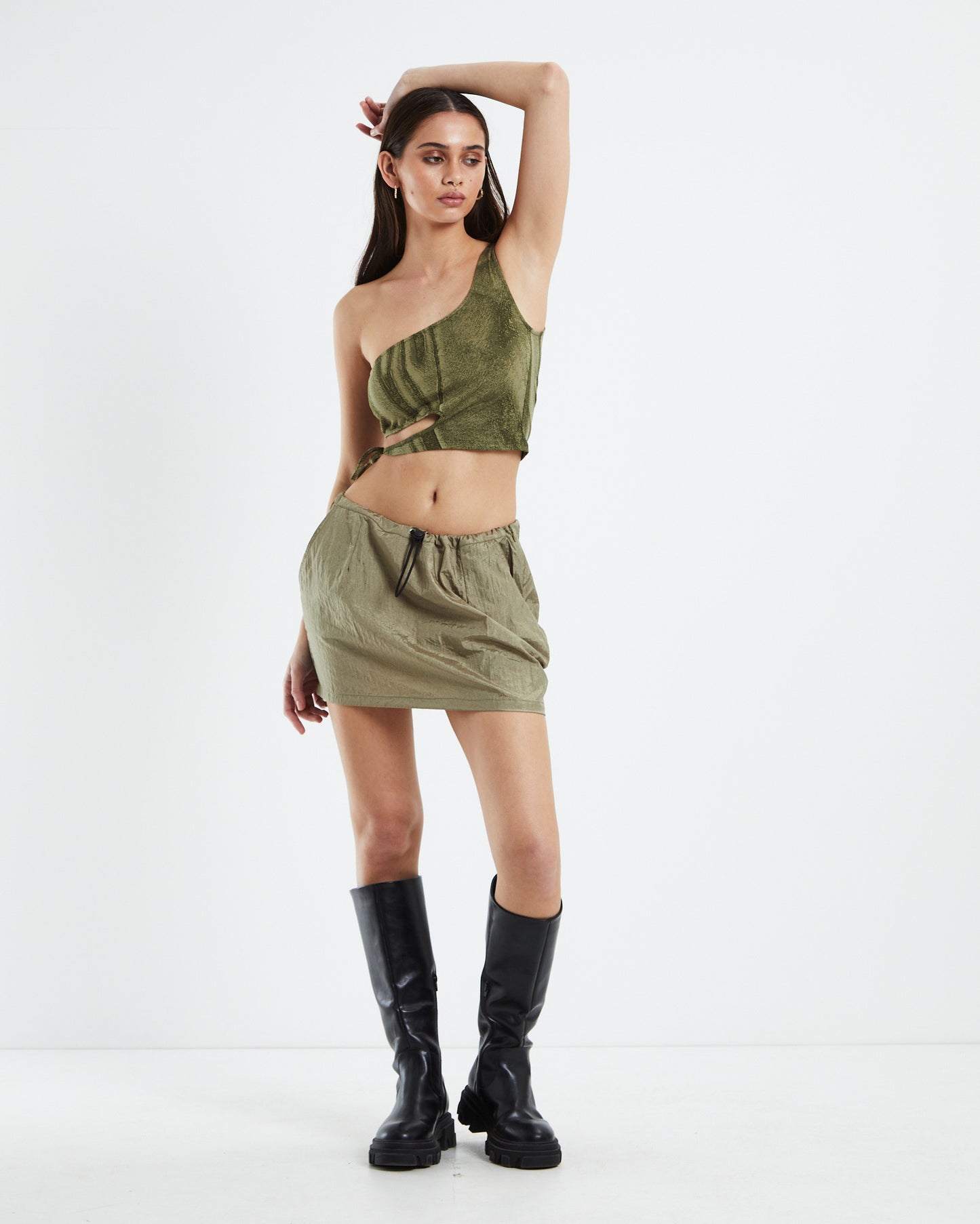 Xenpy Cargo Mini Skirt Silver Green