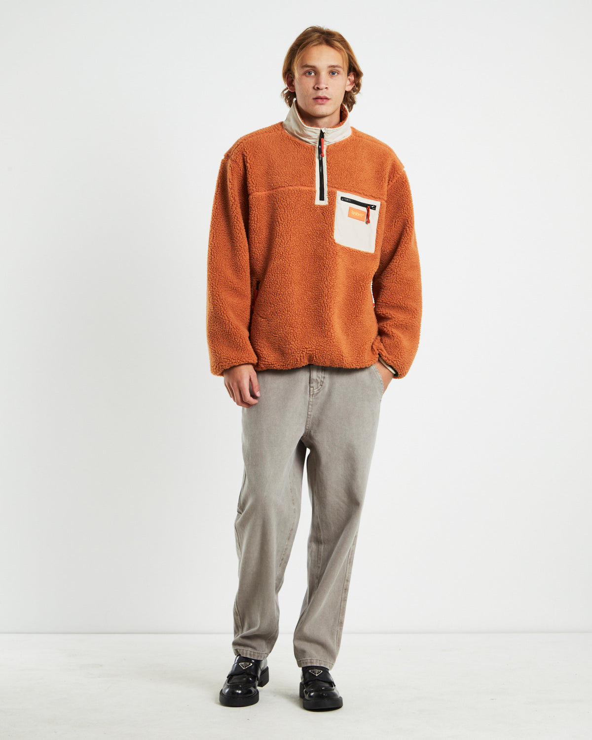 Cultures 1/4 Sherpa Jumper Rust Orange RUST