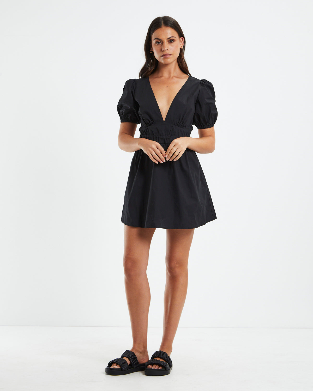 Piper Puff Sleeve Mini Dress BLACK