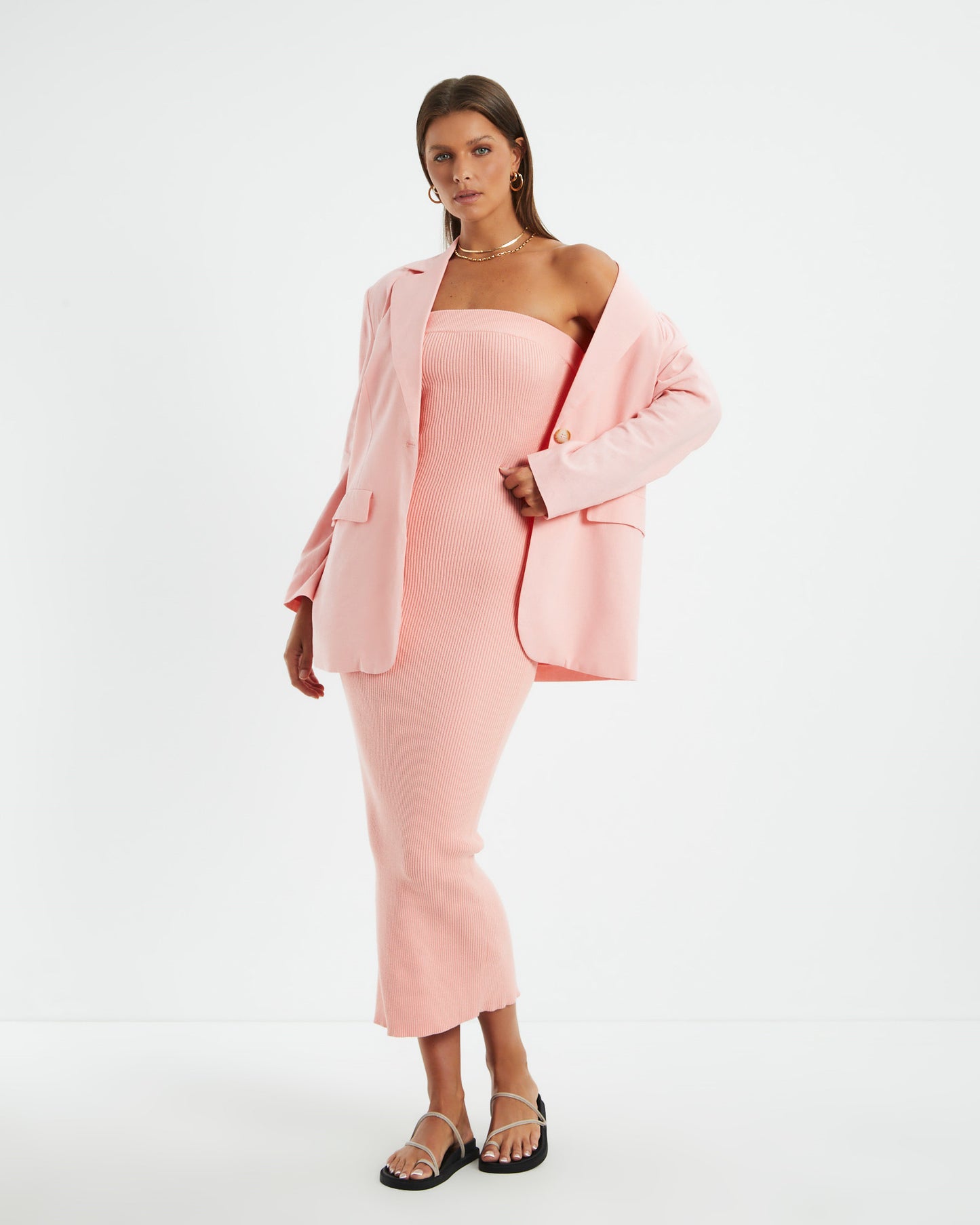 Freya Knit Midi Dress Pink Punch