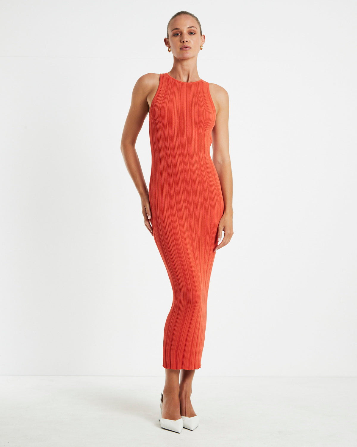 Lucinda Cut Out Midi Dress Burnt Red RED