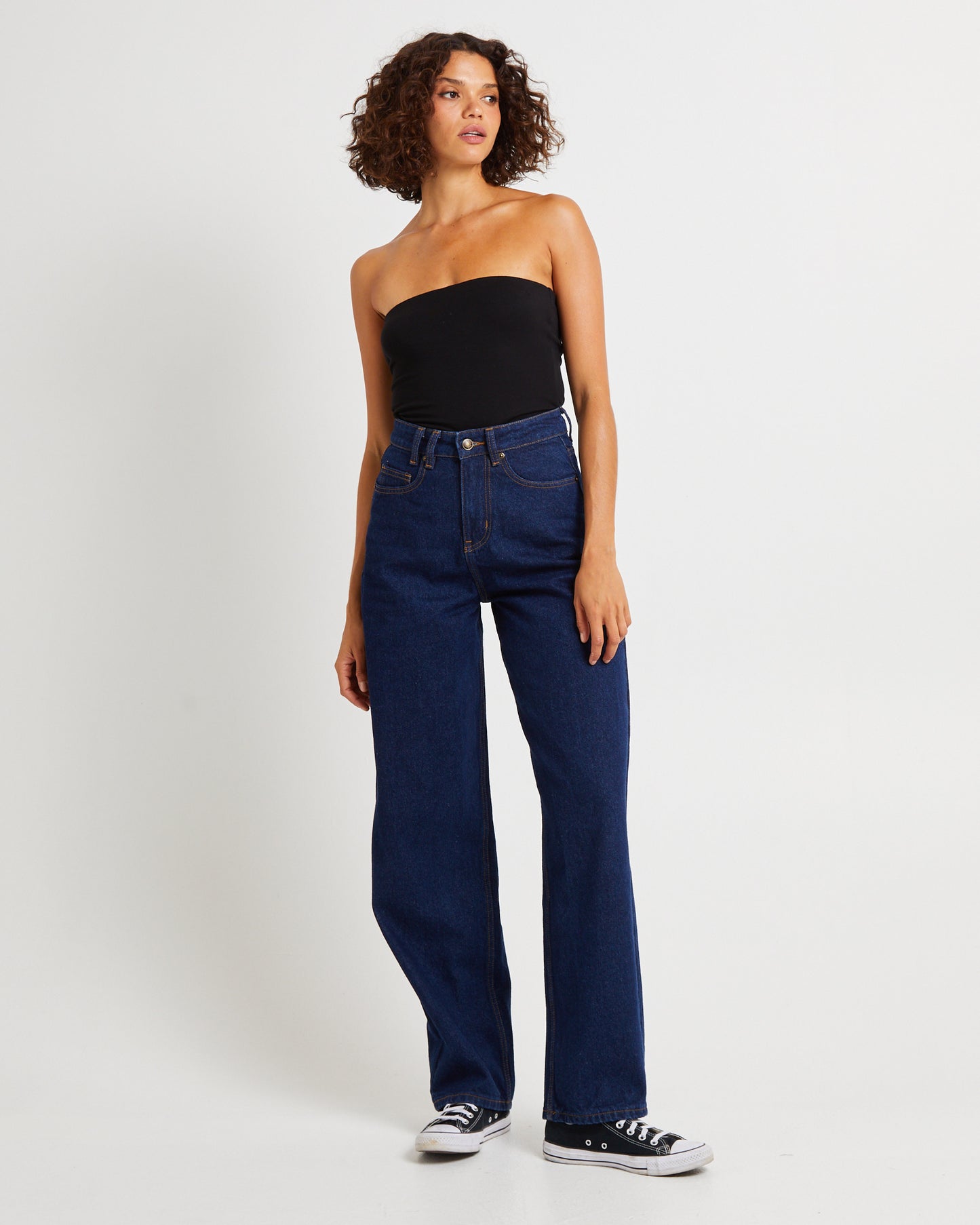 Hailey High Rise Baggy Jeans Ink Blue