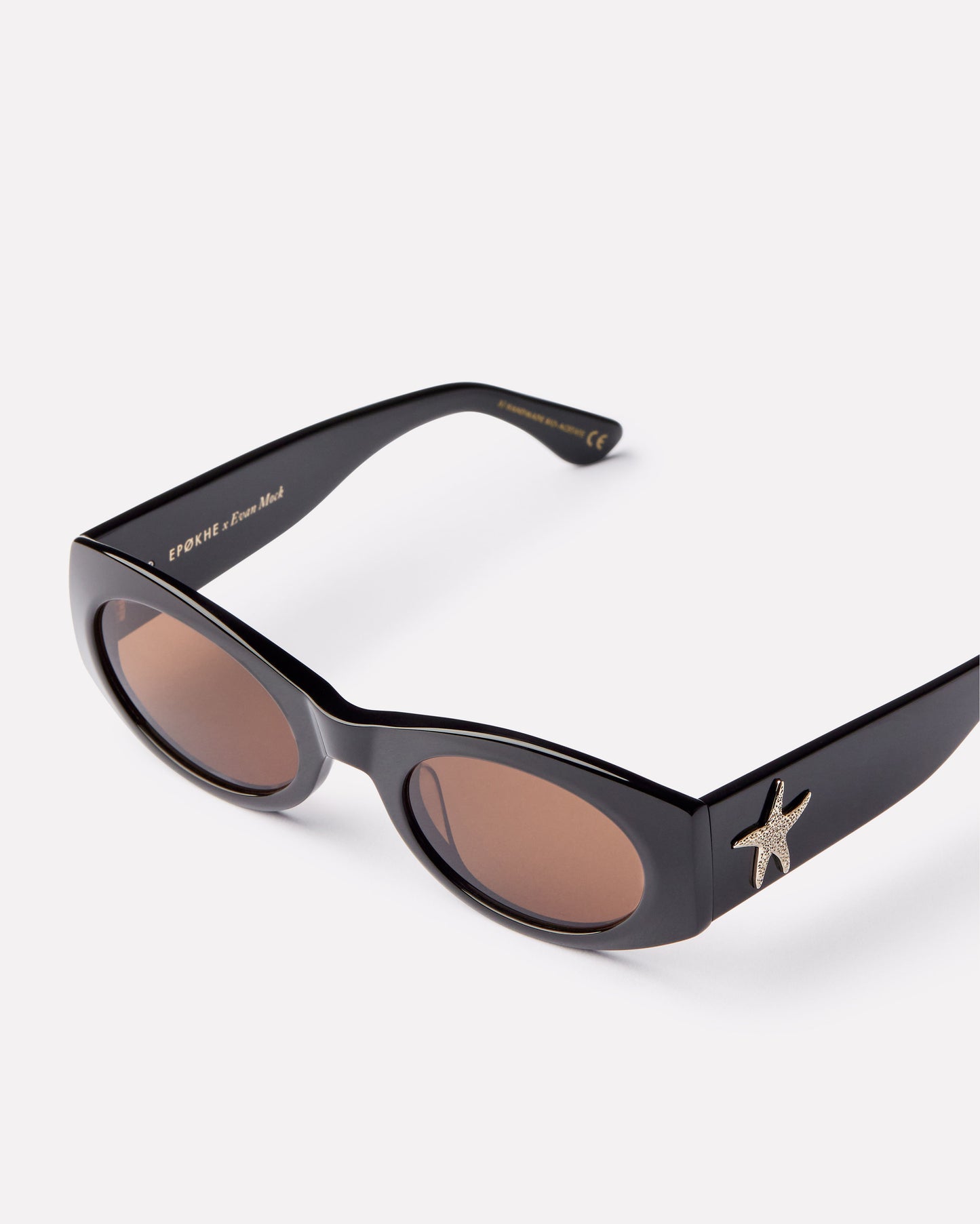 Evan Mock X Suede Sunglasses in Black Polished/Bronze Amber
