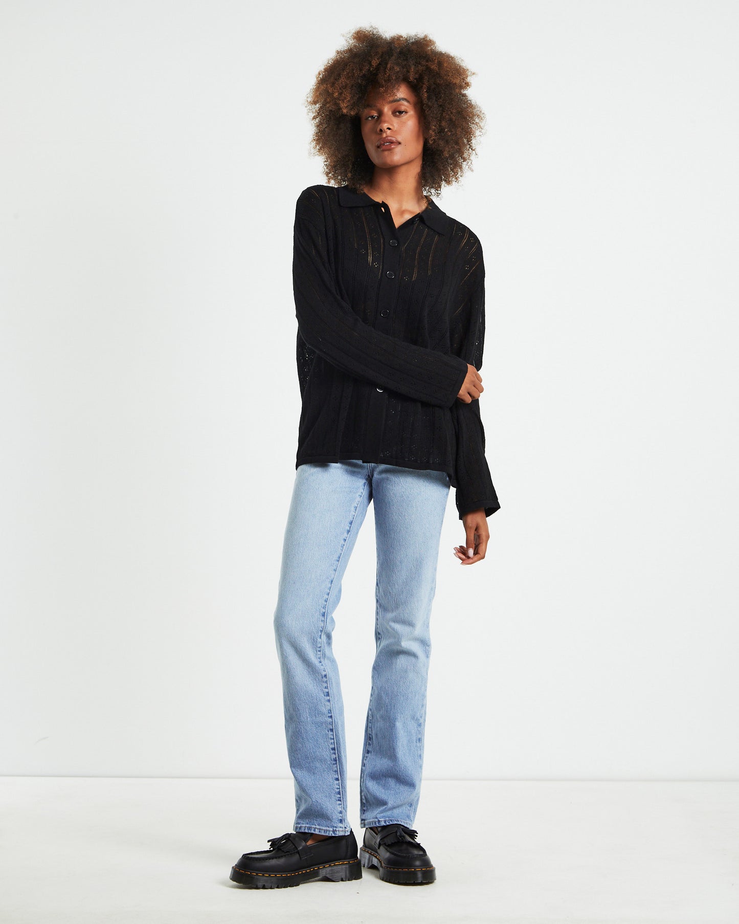 Milan Knit Long Sleeve Shirt Black