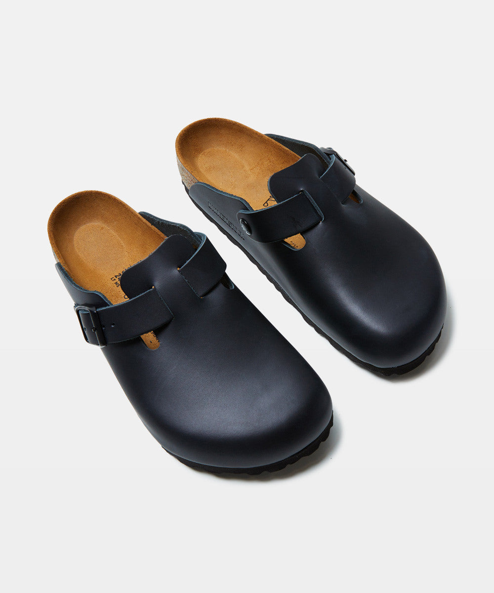 Boston Regular Smooth Leather Classic Footbed Sandals Black