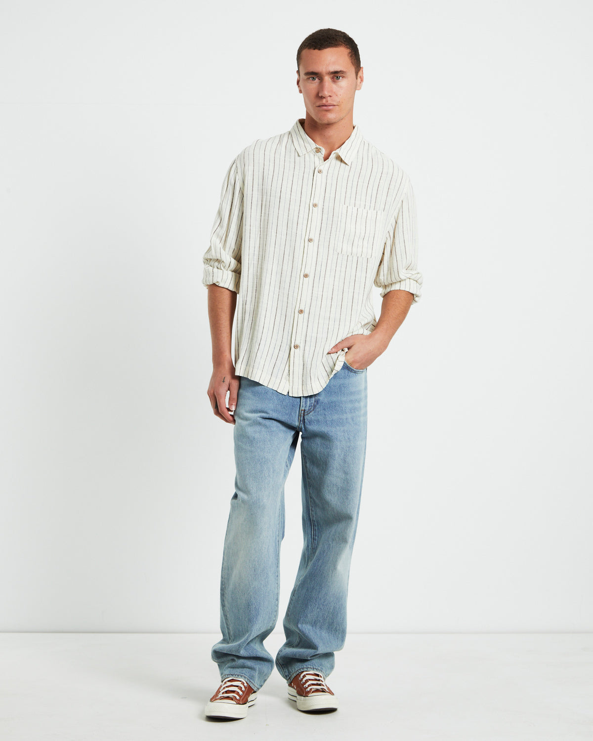 Tesky Linen Long Sleeve Shirt in Natural