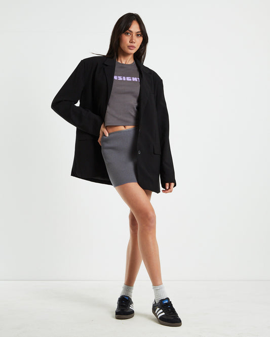 Echo Rib Mini Skirt in Charcoal CHARCOAL