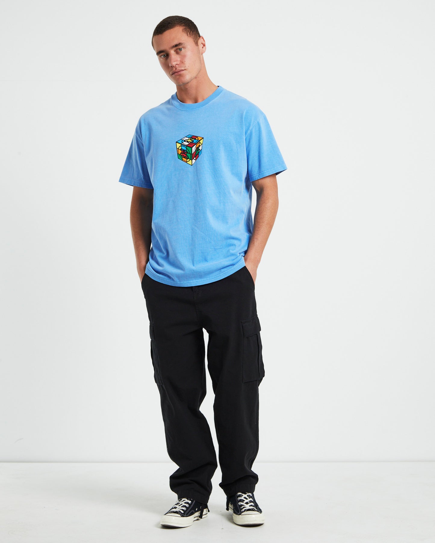 Cube Heavyweight Short Sleeve T-Shirt in Blue