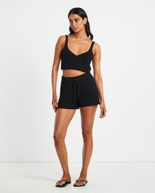 Knit Tank Top in Black BLACK