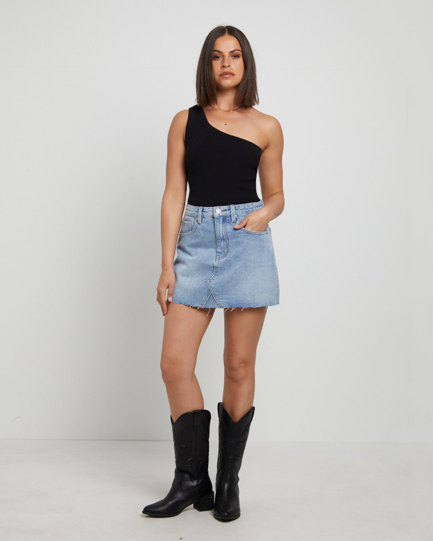 Hattie Denim Mini Skirt in Crush Blue