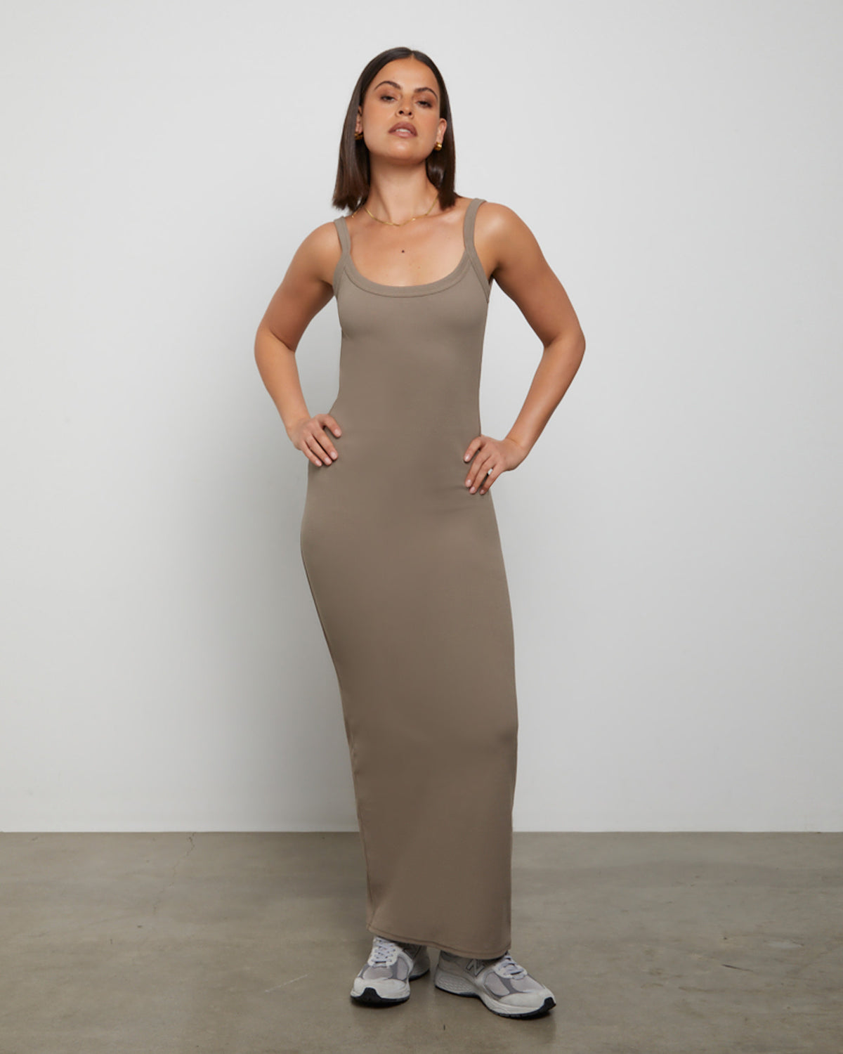 Backless Midi Dress in Brown BROWN