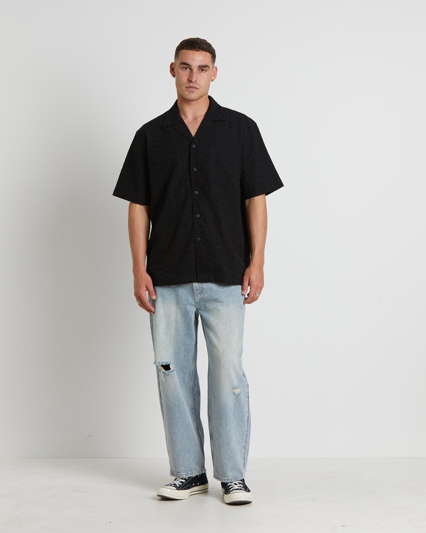 Montel Short Sleeve Resort Shirt in Black