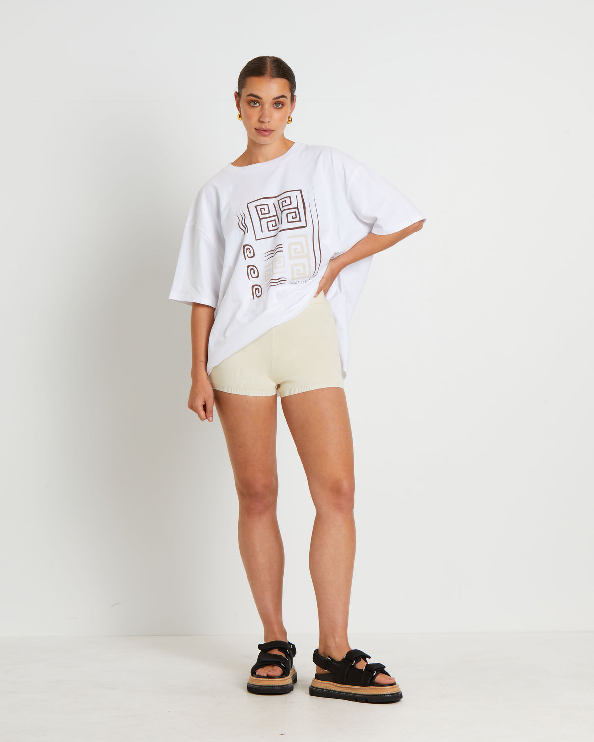 Bonnie Knitted Hot Shorts in Oat Beige BEIGE