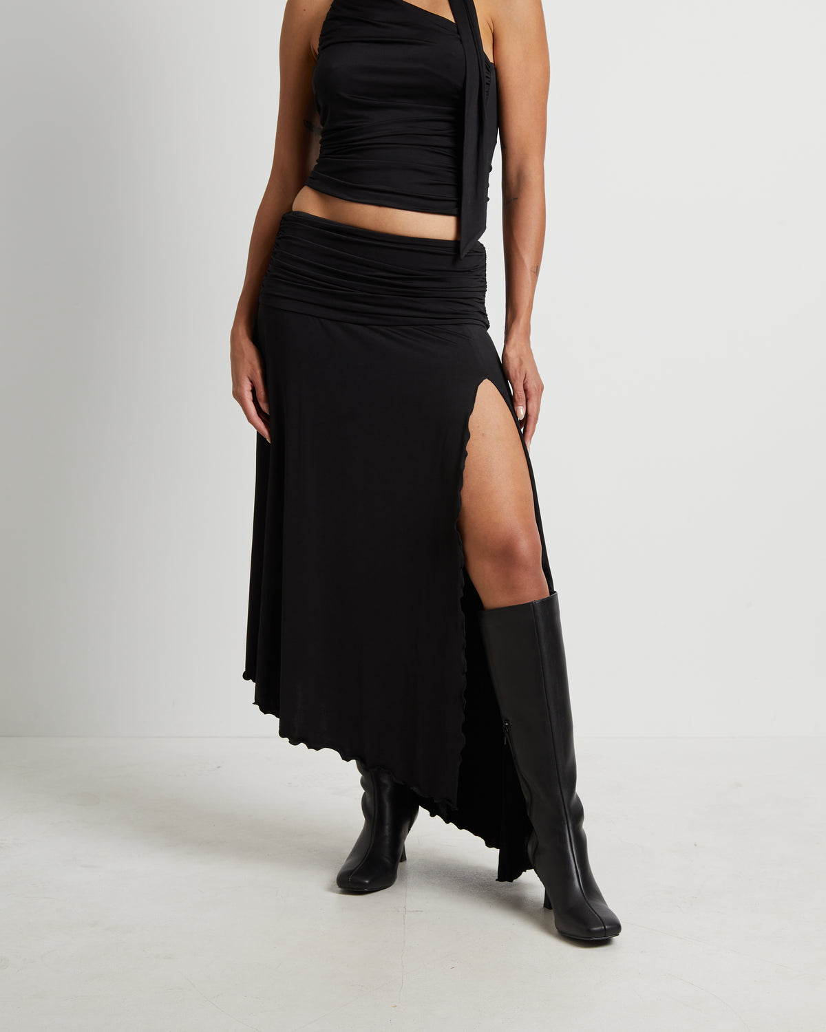 Florence Fairy Hem Maxi Skirt in Black
