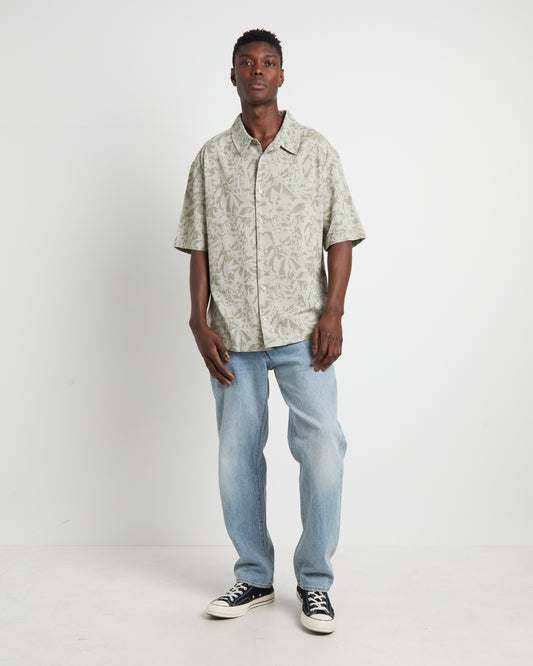 Bouquet Short Sleeve Shirt in Olive Floral Green GREEN