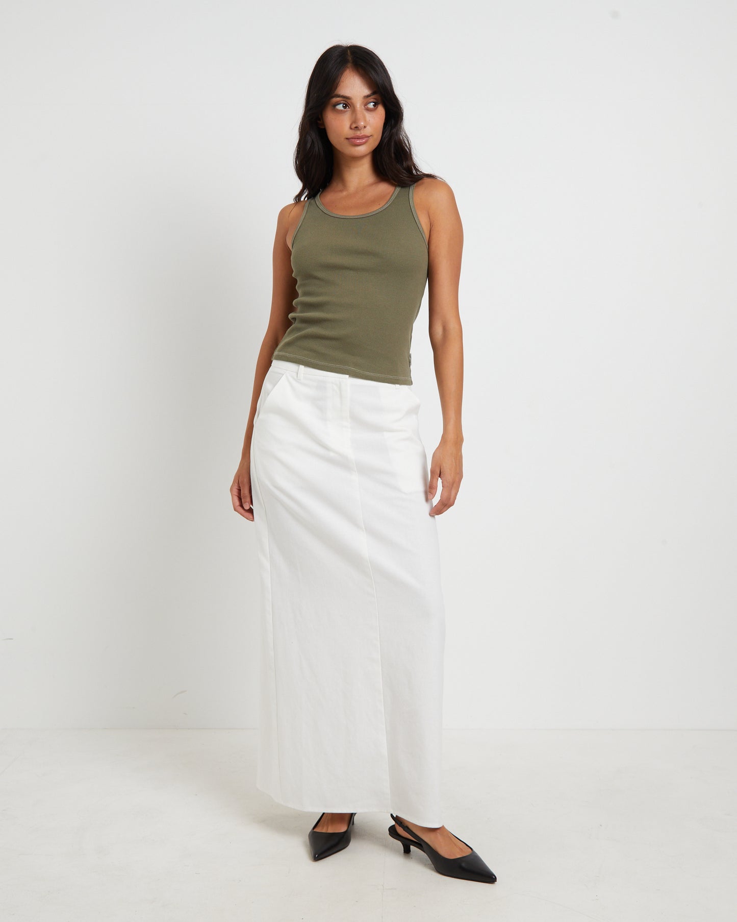 Lagoon Muscle Tank Top in Khaki