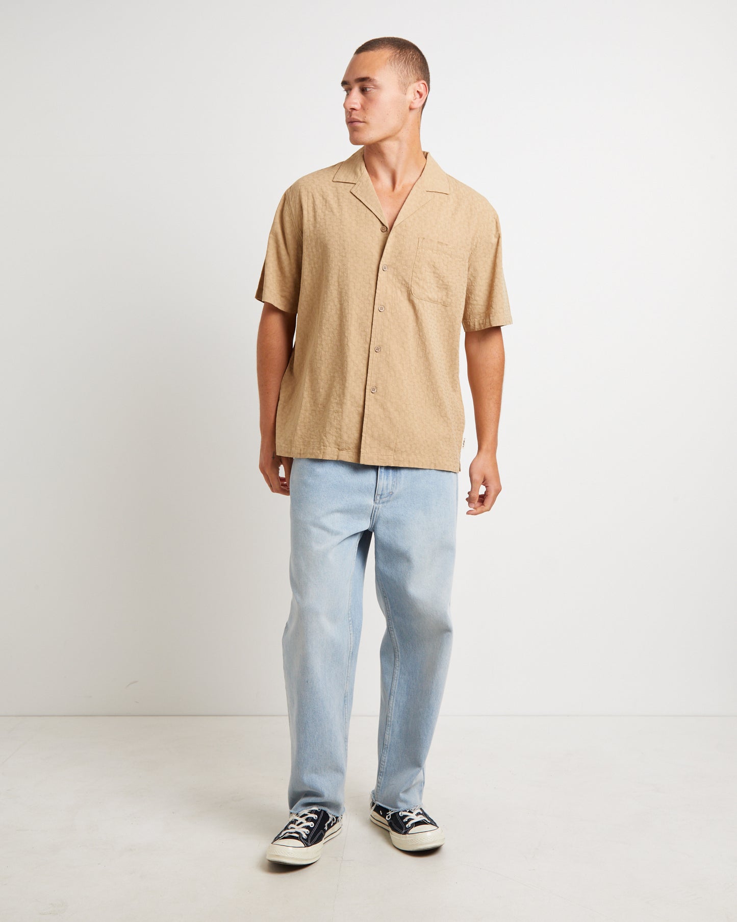 Double Wish Short Sleeve Resort Shirt in Tan