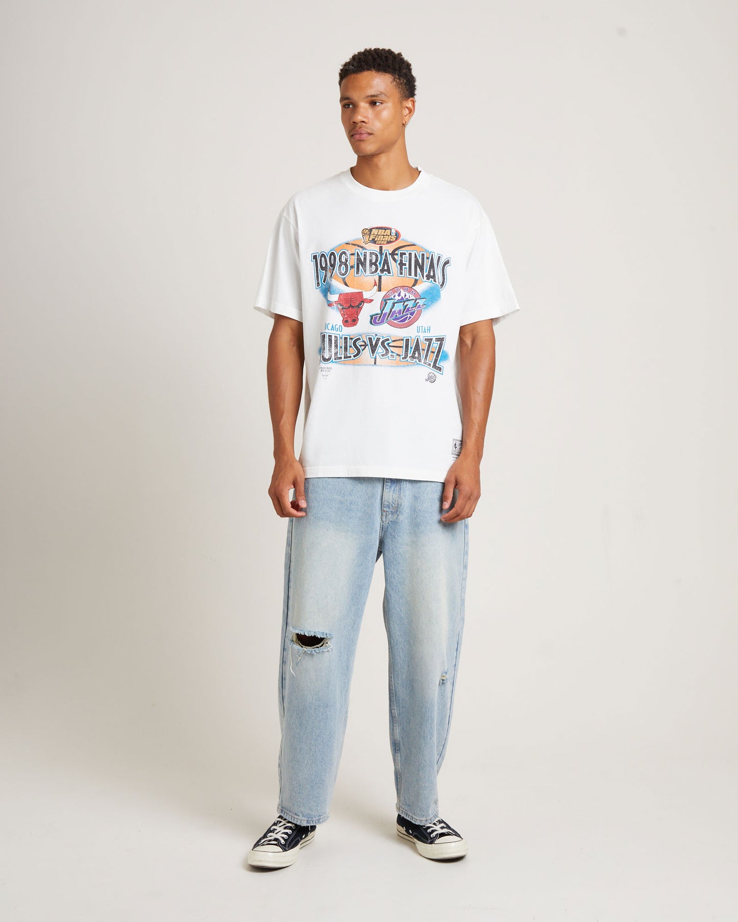 Bulls VS Jazz Short Sleeve T-Shirt in Vintage White