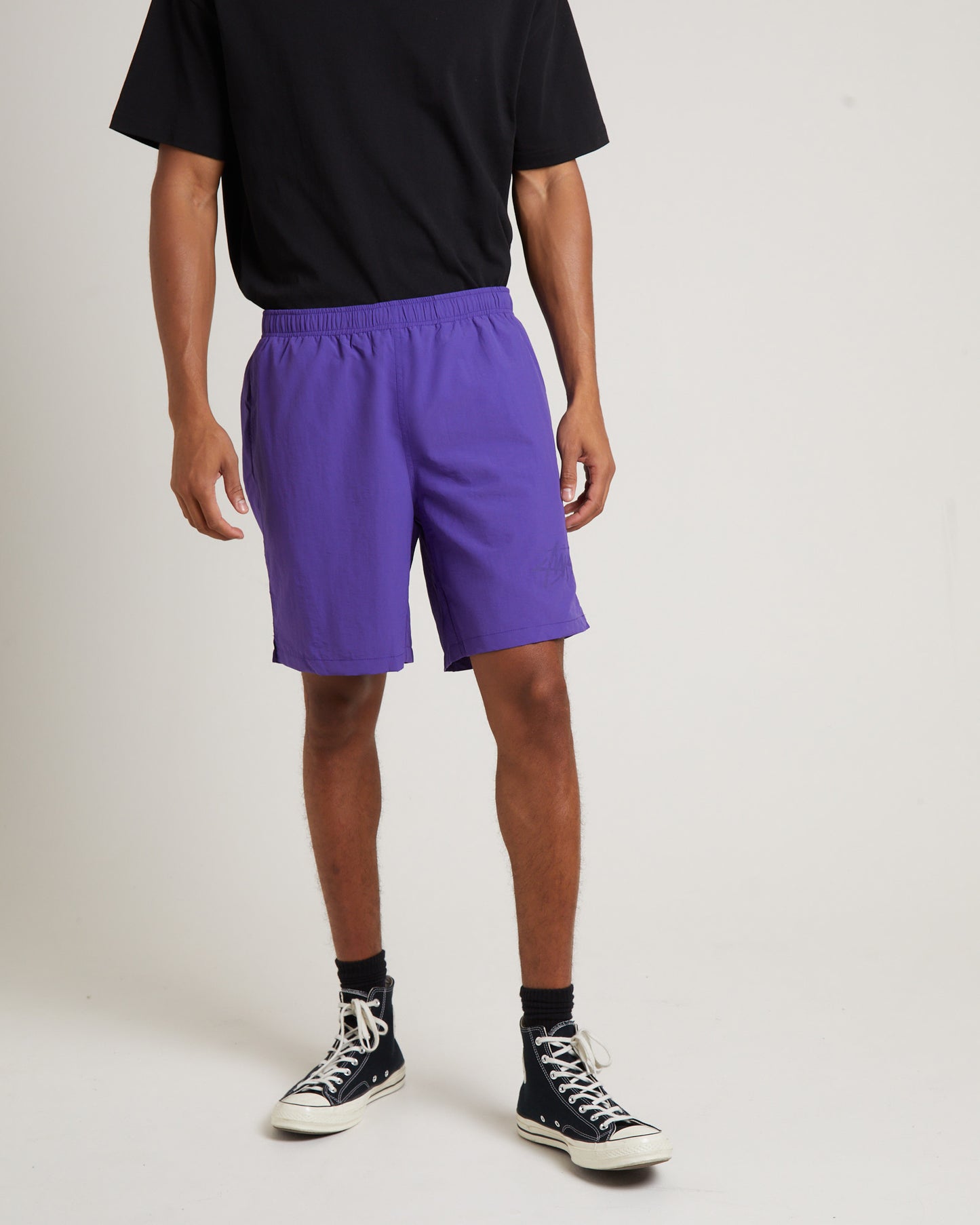 Stussy Big Stock Nylon Shorts in Purple
