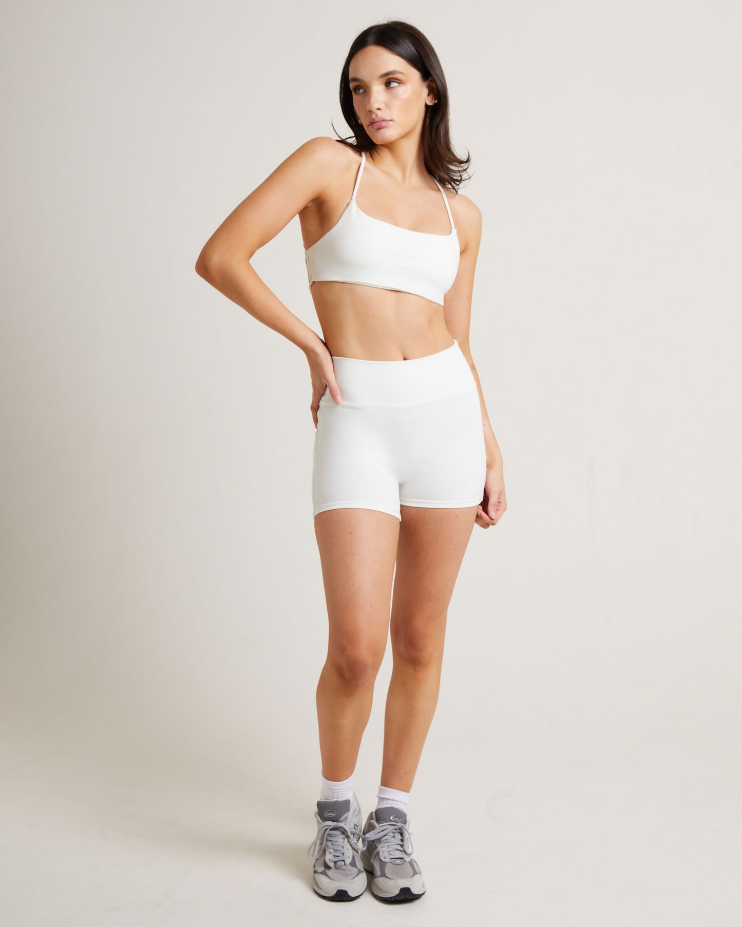 Stringy Cross Back Crop Top in White