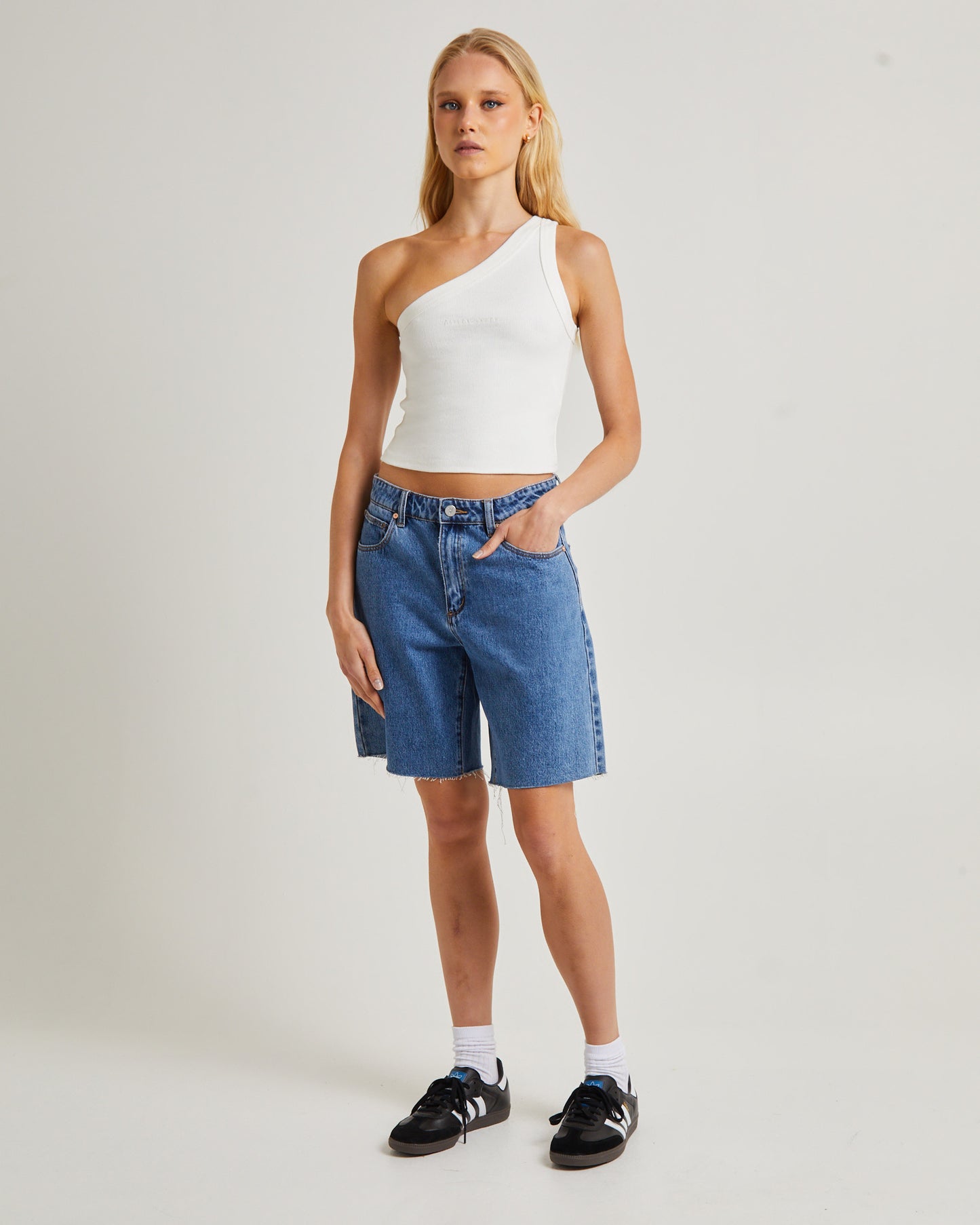 Heather One Shoulder Top White Sand