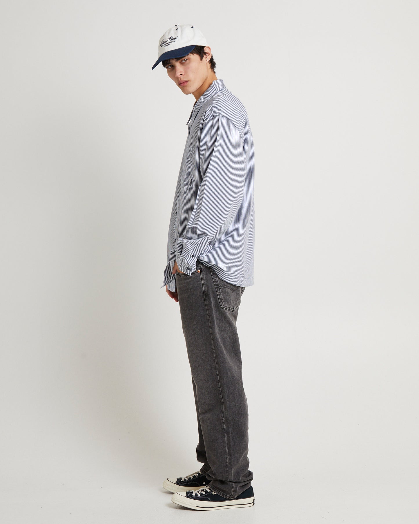 Intergalactic Recycled Long Sleeve Shirt Navy Stripe