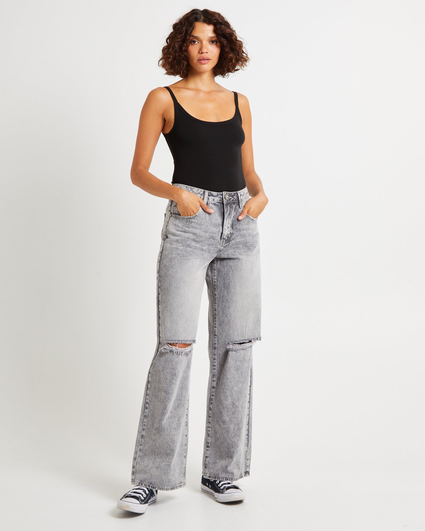 Smoke Jackson Mid Waist Wide Denim Jeans