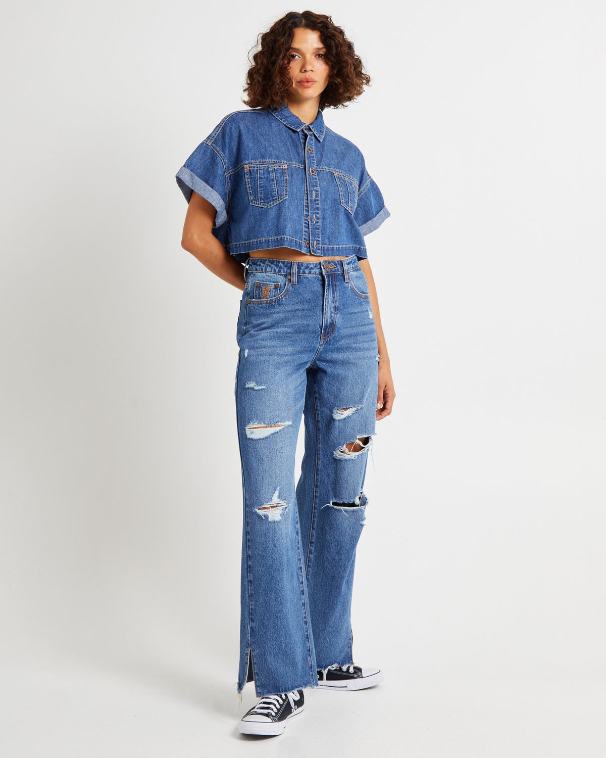 True Straight Leg Mid Waist Denim Billie Jeans TRUE BLUE