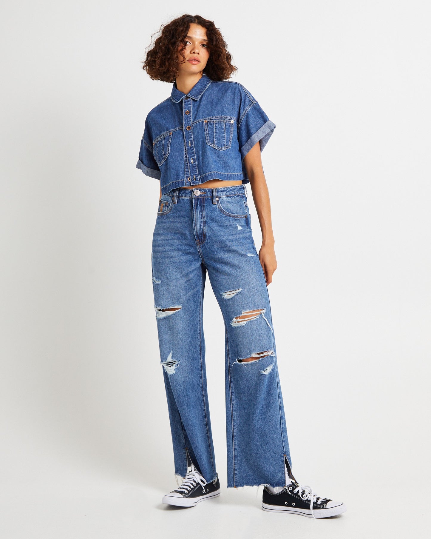 Cropped Western Denim Shirt