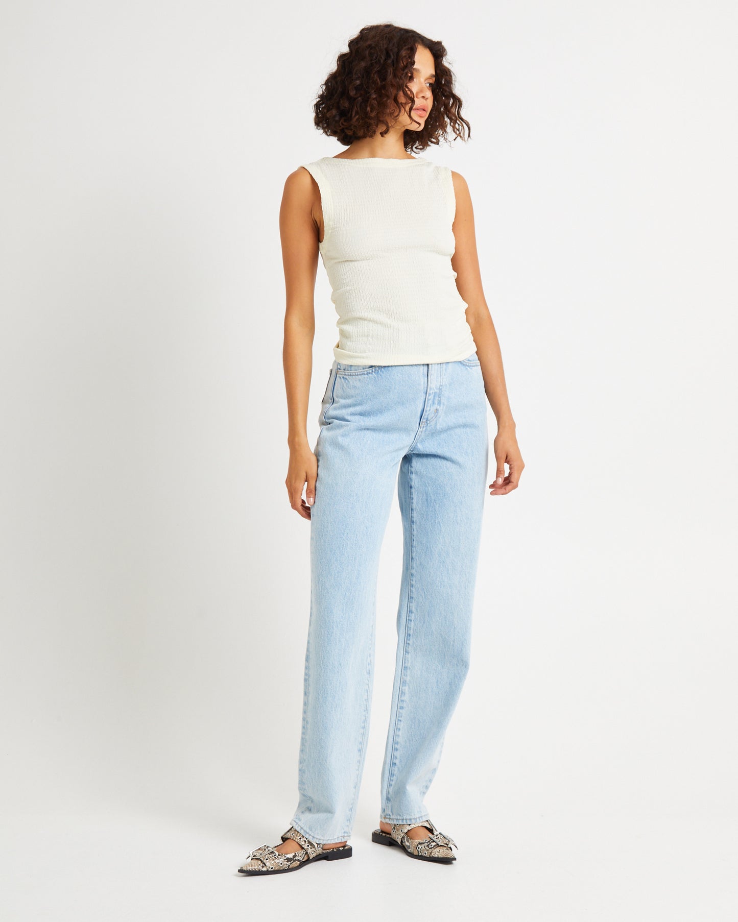 Crinkle 90s Top Cream