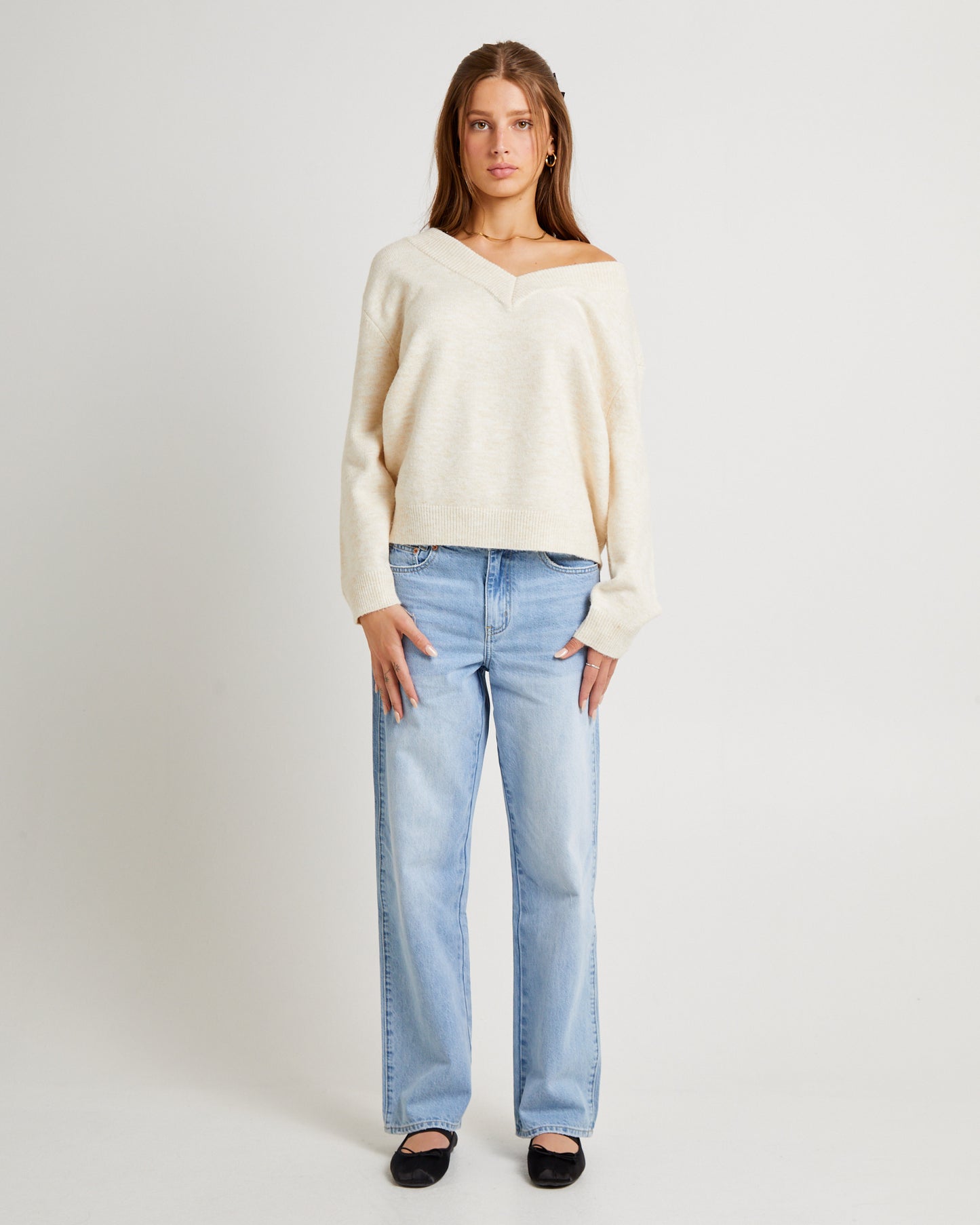 Deep V Neck Slouchy Jumper