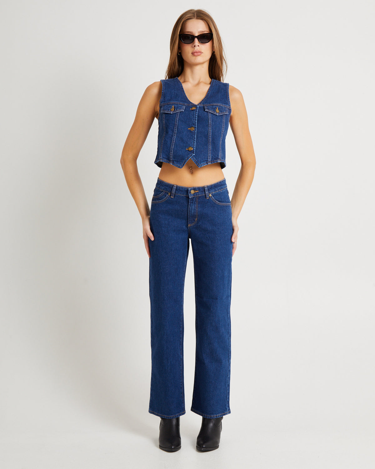 Morgan Denim Vest Dark Stone DARK VINTAGE INDIGO