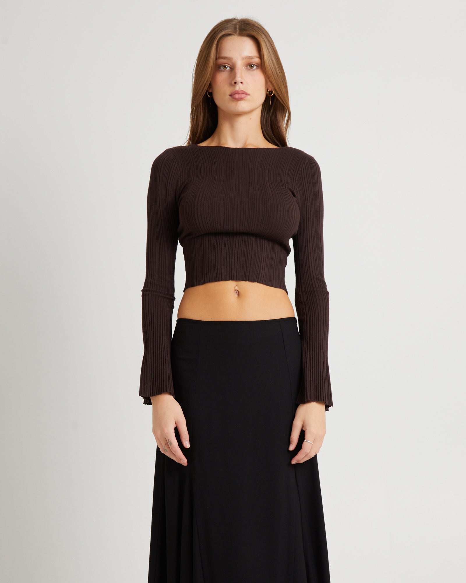 Hally Boat Neck Long Sleeve Knit Top – General Pants Co.