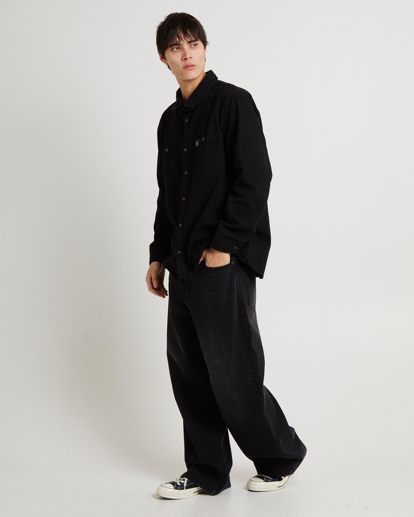 Lee Worker Longsleeve Shirt Black Contrast