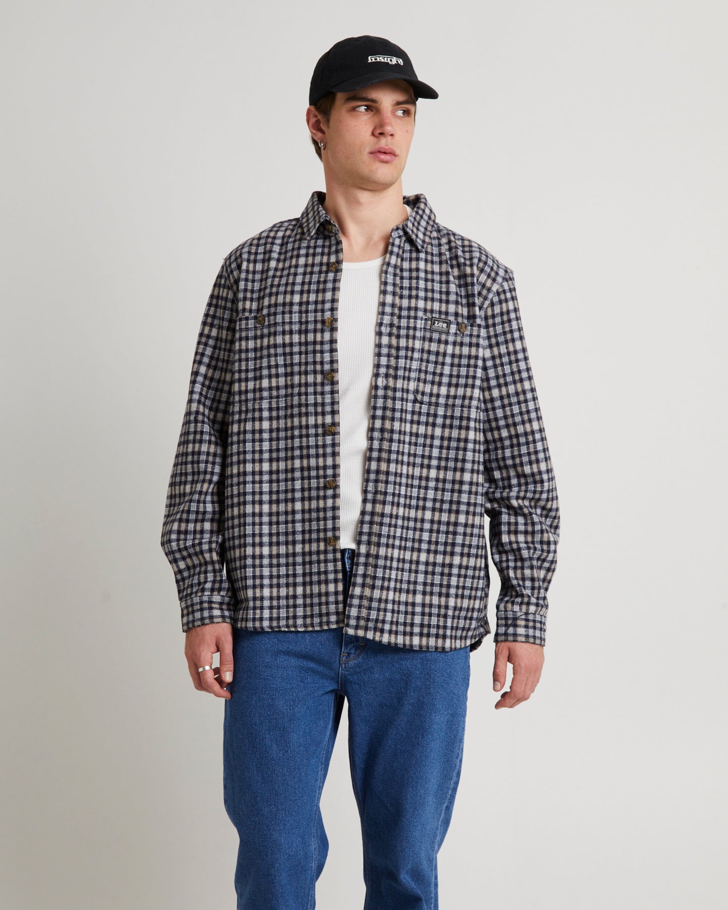 Lee Worker Long Sleeve Shirt Brown Check