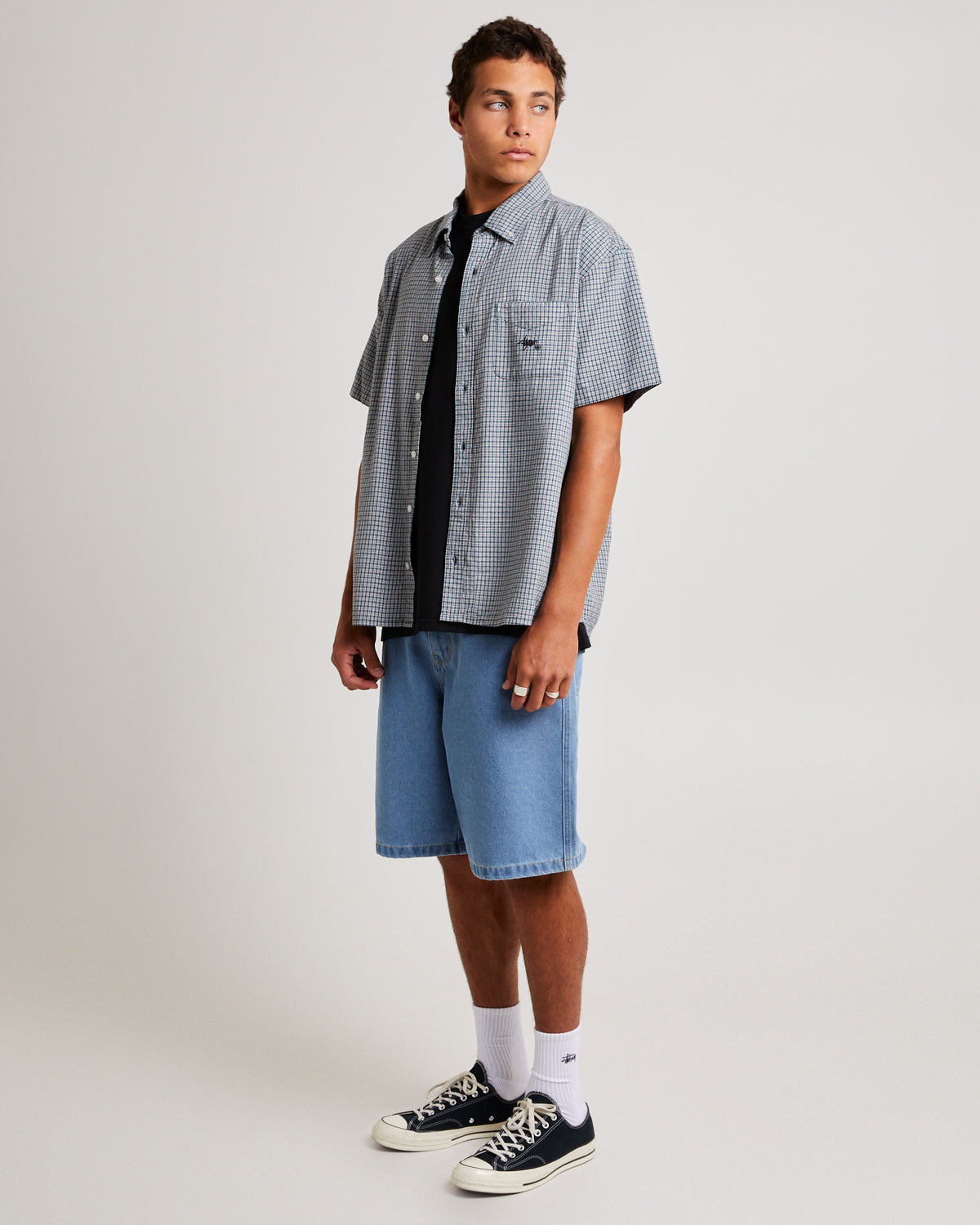 Oxford Classic Short Sleeves Shirt POOL BLUE CHECK