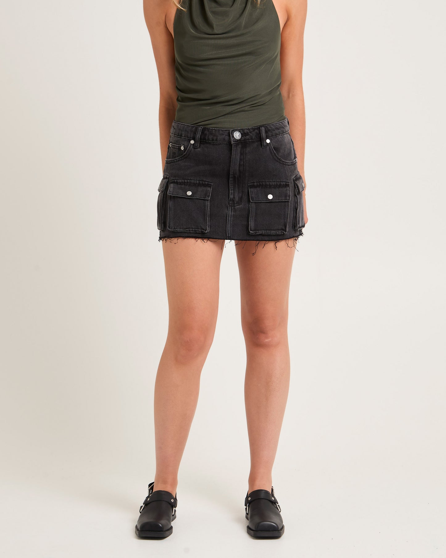Sloane Low Waist Denim Mini Skirt