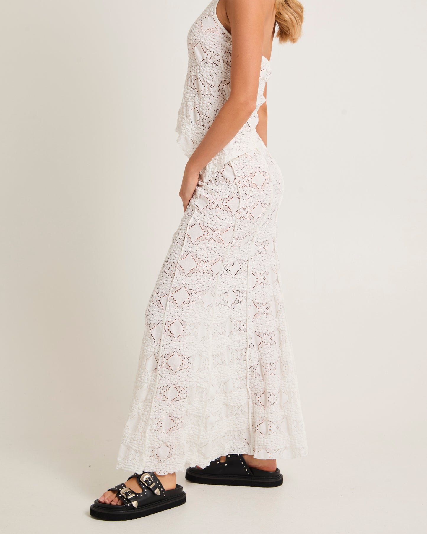 Amore Asymmetrical Textured Maxi Skirt