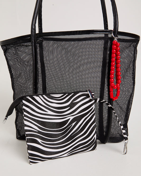 Callie Mesh Beach Bag BLACK