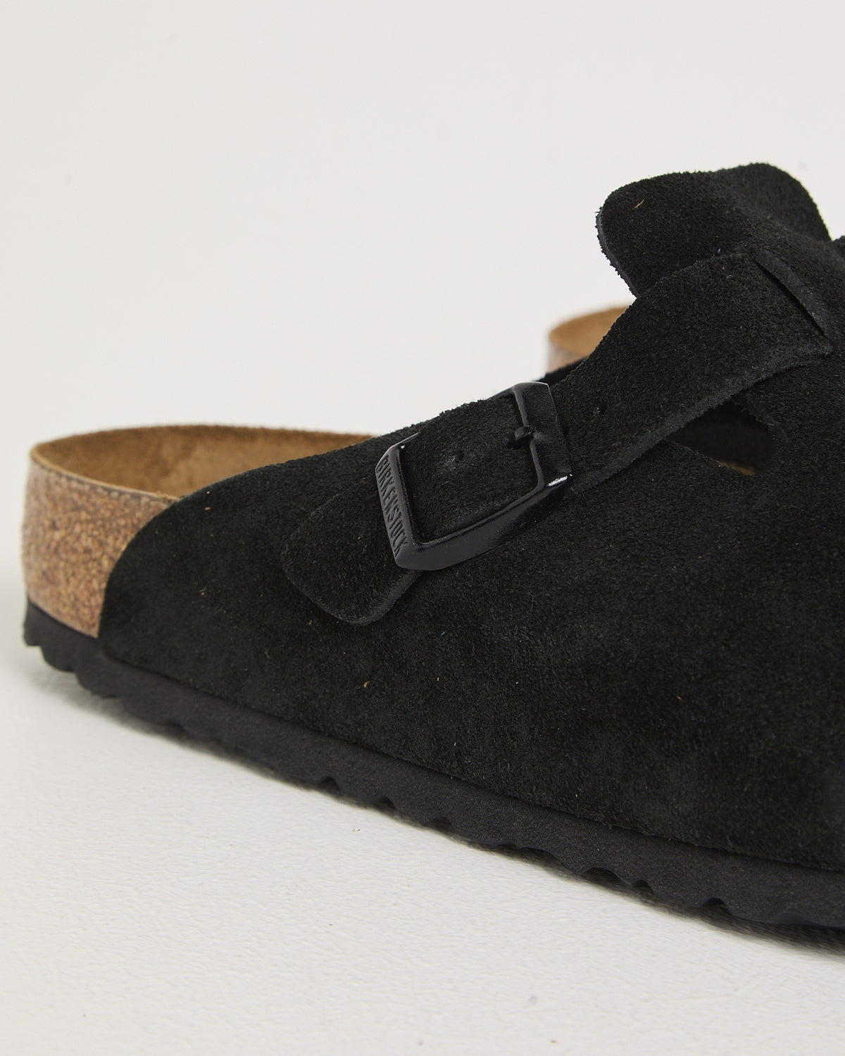 Boston Soft Footbed Suede Leather Clog Black Suede