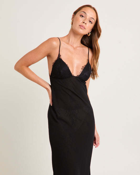 Blair Lace Tie Back Maxi Dress BLACK